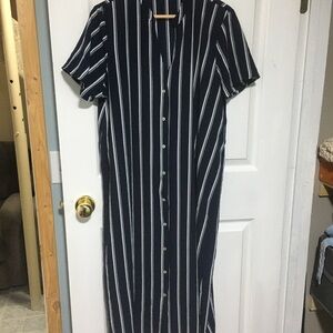 Vero Moda Navy and White Striped Maxi Dress